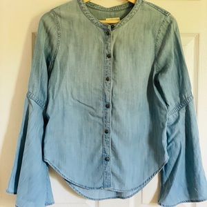 American Eagle Denim Bell Sleeve Blouse Size S